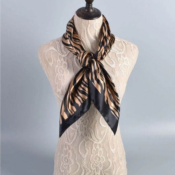 Stylish Zebra Print Satin Scarf - Picture 2 of 6